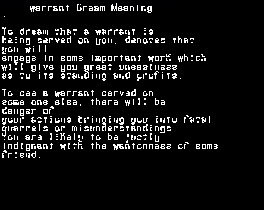  dream meanings warrant