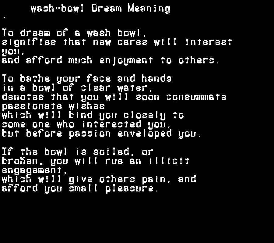  dream meanings wash-bowl