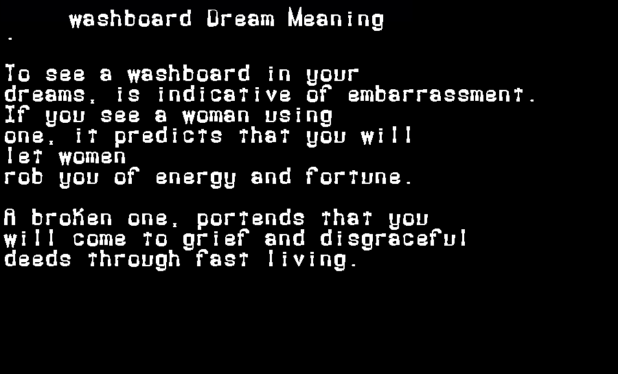  dream meanings washboard