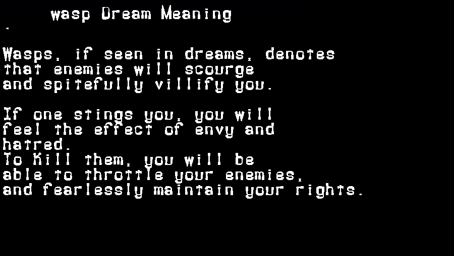  dream meanings wasp