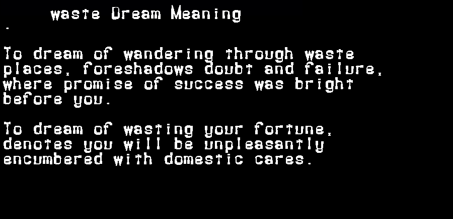  dream meanings waste