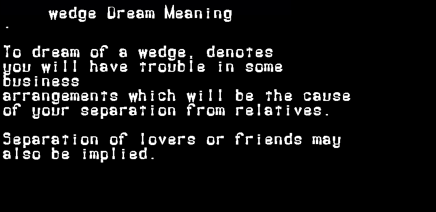  dream meanings wedge