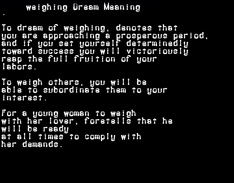  dream meanings weighing