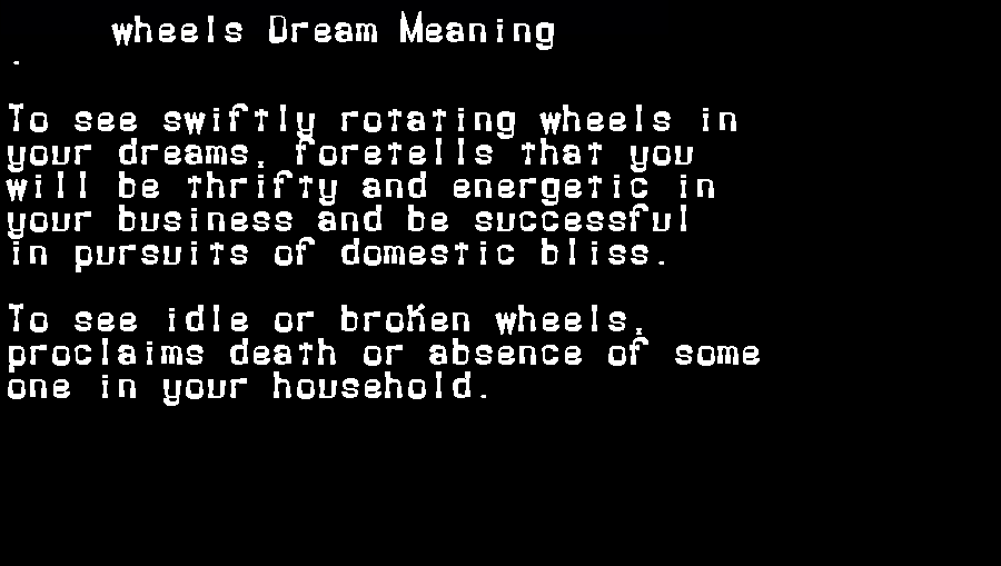  dream meanings wheels