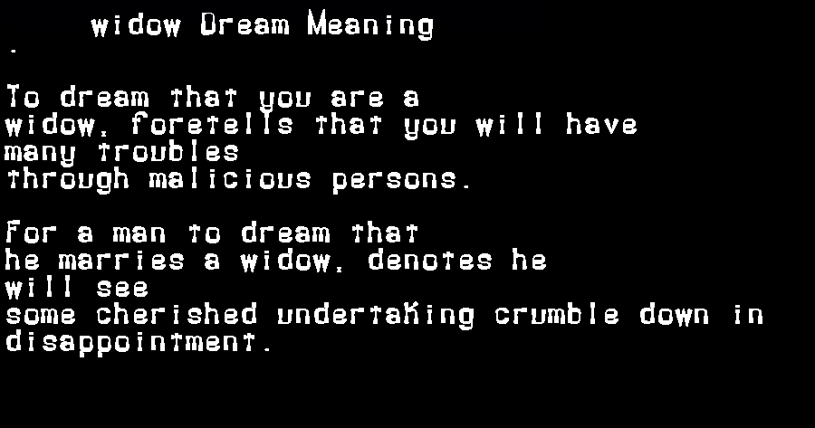  dream meanings widow