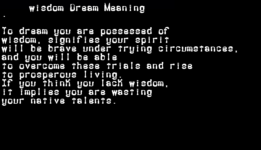  dream meanings wisdom