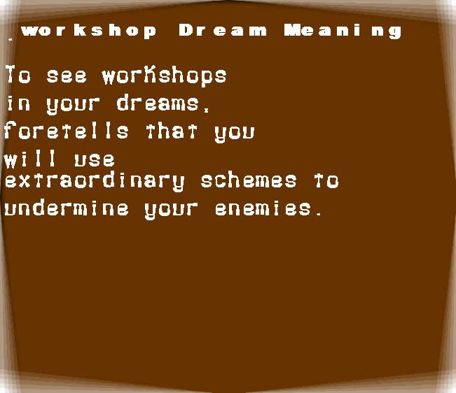  dream meanings workshop