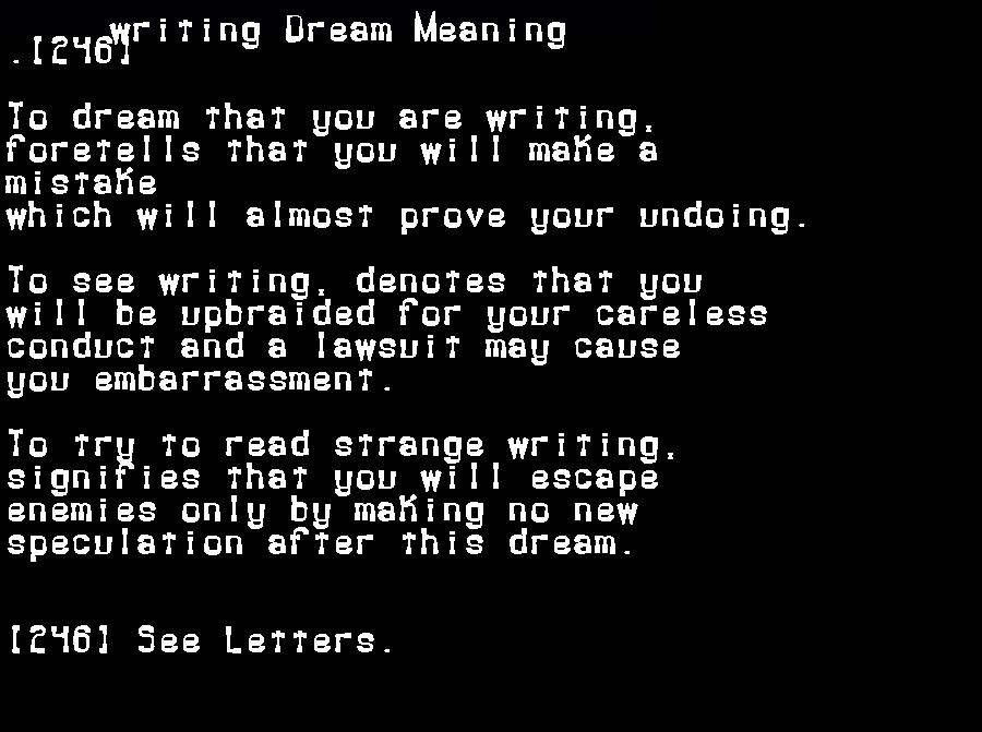  dream meanings writing