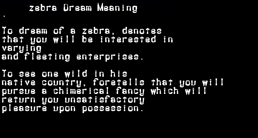  dream meanings zebra