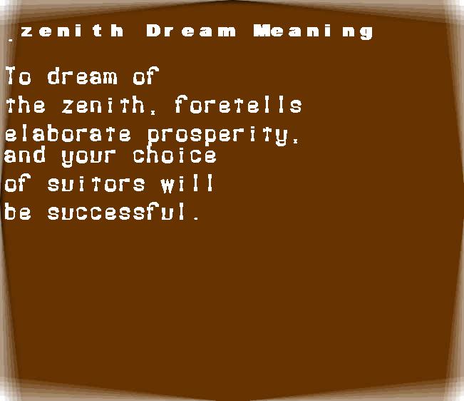  dream meanings zenith