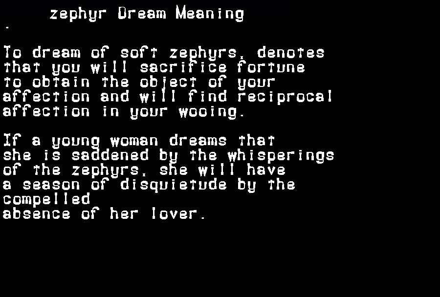  dream meanings zephyr