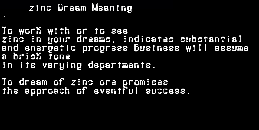  dream meanings zinc